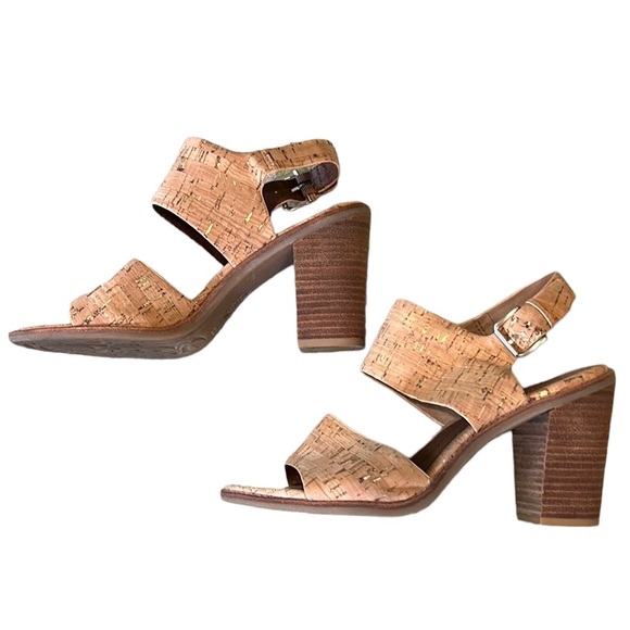 Sofft Pierz Tan Cork & Metallic Gold Chunky Heel Sandals in Gold Natural - 9.5 - Picture 6 of 16